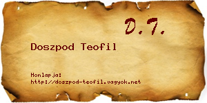 Doszpod Teofil névjegykártya